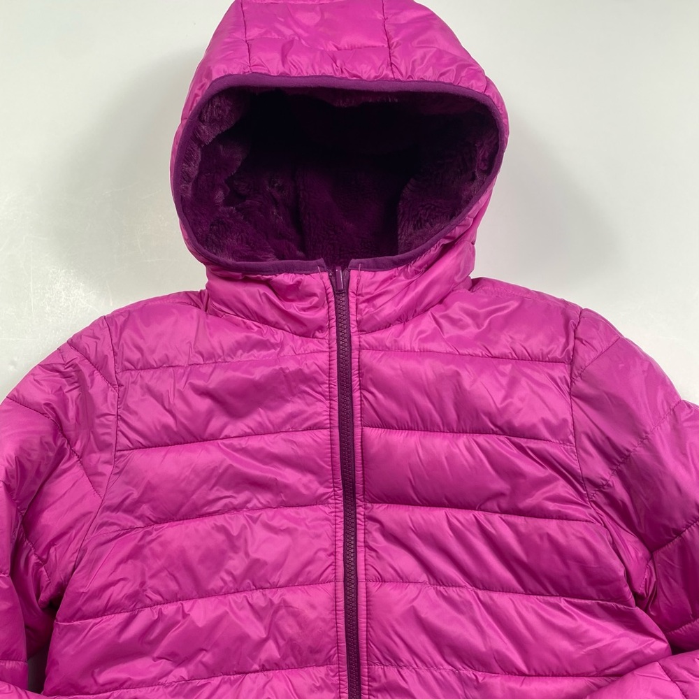 Land’s End Reversible Fleece Lined Pink Puffer Jacket Girls XL